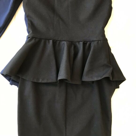 Torn by Ronny Kobo Dress Bodycon Peplum One Shoulder Color Block - Picture 11 of 12